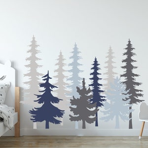 Pine Tree Forest Wall Decals. Forest Tree Nursery Wall Decals. Forest Mural. Woodland Adventure Wall Sticker. Kids Room Wall Decal ds54