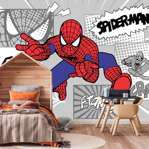 Spiderman Wallpaper for Boys Room Decor, Superhero Wall Covering for Childs Bedroom, PVC Free Wall Mural for Hom Decor