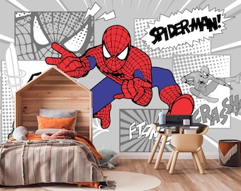 Spiderman Wallpaper for Boys Room Decor, Superhero Wall Covering for Childs Bedroom, PVC Free Wall Mural for Hom Decor