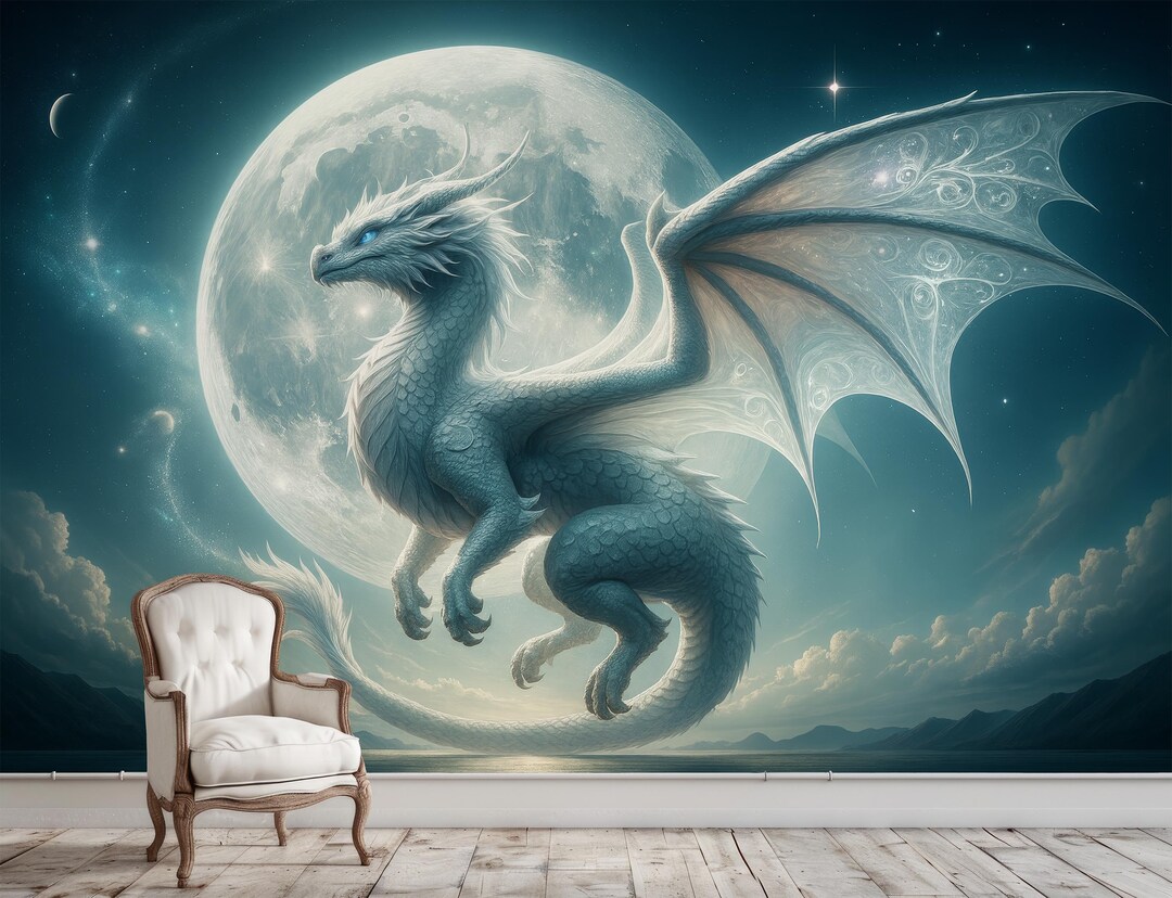 Fantasy Dragon Wallpaper Peel and Stick, Realistic Dragon Wall Mural ...