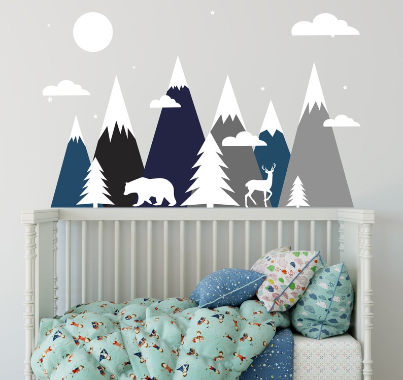 Mountains Wall Decal Boy Nursery 30 OFF Large Mountains Mural Etsy