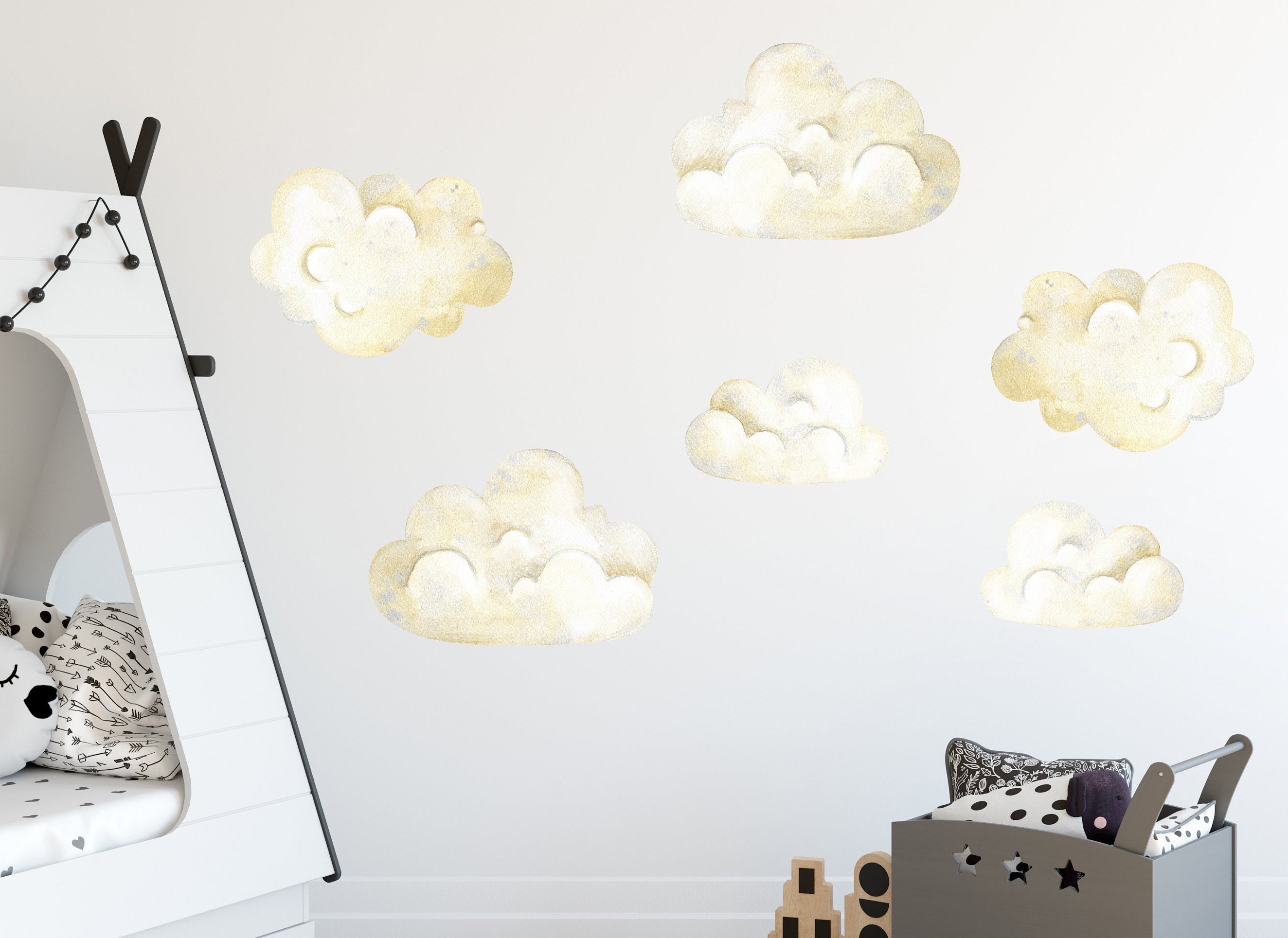 Puffy Cloud Decals Above Bed for Kids. Clouds Wall Decals. Etsy