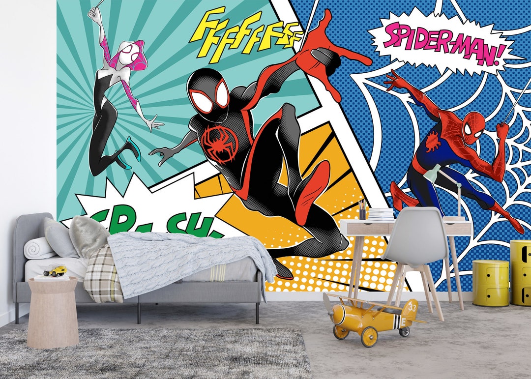 Spiderman Wallpaper for Kids Bedroom, Boys Room Peel and Stick Mural