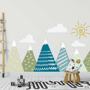 Mountain Wall Decal for Kids Room. Adventure Wall Decal Nursery. Woodland Boys Room Decal. Large Mountain Mural. Mountain Sticker FS54 image 5