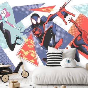 Papier peint Spiderman pour chambre de garçon, décoration murale super-héros, décoration murale pour chambre d'enfant, papier peint super-héros pour tout-petit, amovible