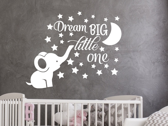 Dream Big Little One Nursery Bedroom Wall Sticker Decal Quote Baby Boy 