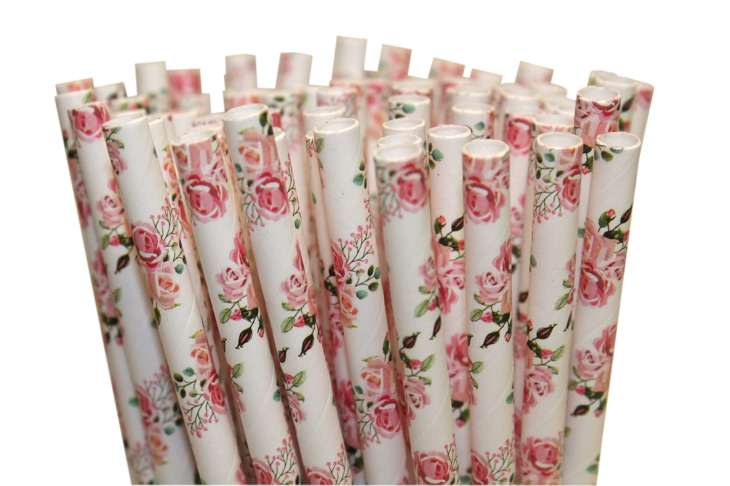 Floral Paper Straws 25/75 Packs UK MADE Etsy