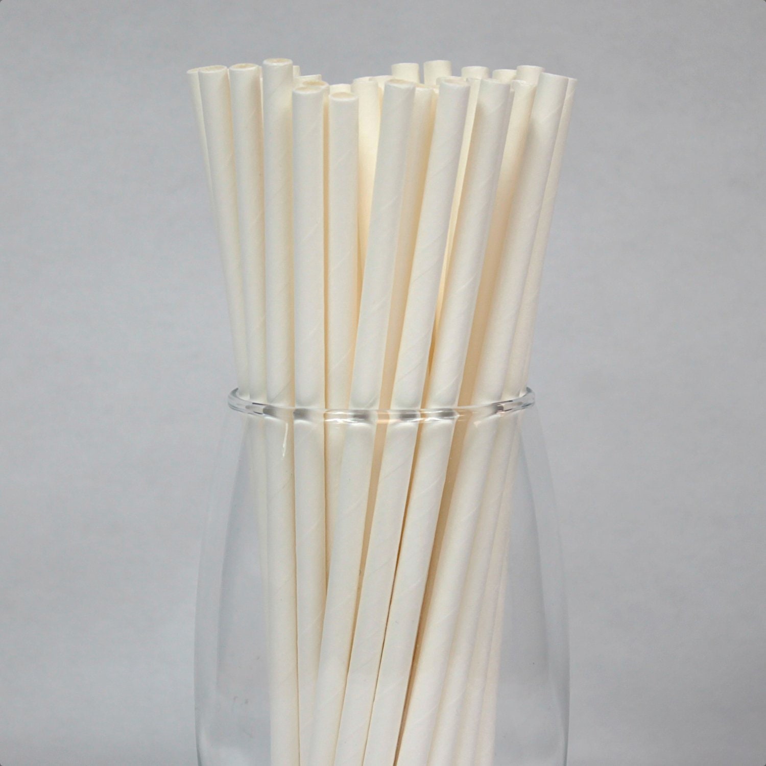 Pailles En Papier Blanc (6mm X 200mm) Emballés Individuellement Pour