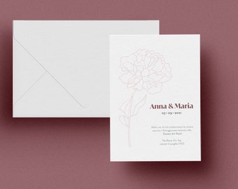 Invitation de mariage Canva - pivoines de mariage - Modèle Canva - carte de mariage