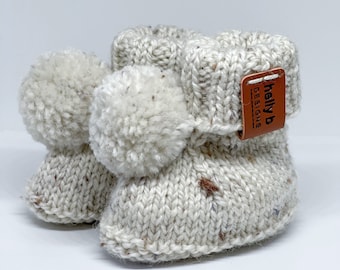 Premie/Small Newborn Baby Hand Knitted Merino Wool booties