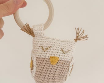 Owl teether rattle