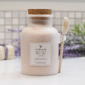 Bath Salt Jar, Lavender Bath Salt Himalayan Bath Salt Bath Salt with Lavender Essential Oil Lavender Epsom Bath Salt Bath Salt Gift image 2