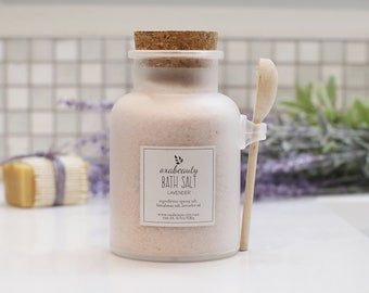 Bath Salt Jar - Lavender Bath Salt - Himalayan Bath Salt - Bath Salt with Lavender Essential Oil - Lavender Epsom Bath Salt - Bath Salt Gift