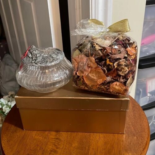 Rawcliffe Pewter Potpourri Pots, Vanity Jars, Christmas Dove Poinsettia Bowl,  Pewter Rose Trinket Bowl, Set of 2, A3 