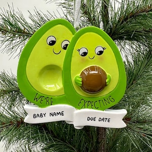 Avocado Ornament Personalized Christmas Ornament We are Expecting, Expecting Parent, Mom To Be, Baby Announcement - Baby Ornament