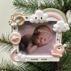 Bilderrahmen Weihnachten Ornament mit Ständer Perfektes Geschenk Baby Kind Enkel Kinder Benutzerdefinierte Rahmen Handgeschriebene Personalisierte Baby Ornament