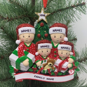 Opening Presents Family Ornament Personalized Ornament Family of 2 3 4 5 6 Christmas Ornament Holiday Gift GRandkids- Christmas Ornaments