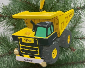 Yellow Truck Dump Truck Construction Personalized Christmas Ornament Perfect Gift for children and grandkids - Kid Ornaments