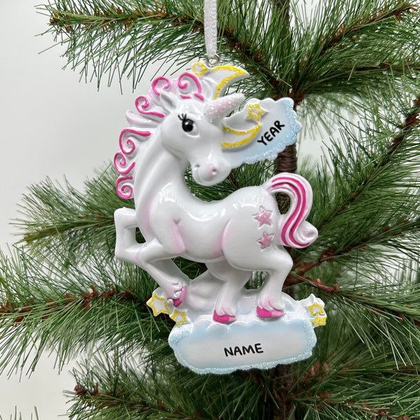 Unicorn Personalized Christmas Ornament Rainbow Perfect Gift for Kids Custom Christmas Family Ornaments - Christmas Ornaments