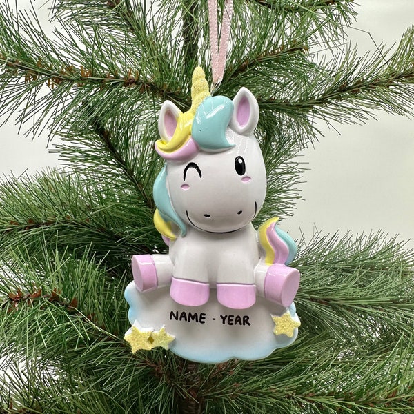 New Unicorn Personalized Christmas Ornament Rainbow Perfect Gift for Kids Custom Christmas Family Ornaments - Kid Ornaments