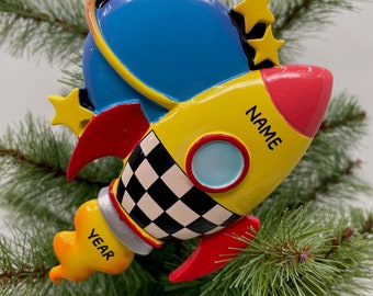 Rocket Ornament Space Ship Personalized Christmas Ornament Perfect Gift for Kids Custom Christmas Family Ornaments - Kid Ornaments