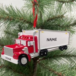 Semi Truck Red Truck Ornament Personalized Christmas Ornament Perfect Gift for Kids Custom Christmas Family Ornaments - Christmas Ornaments