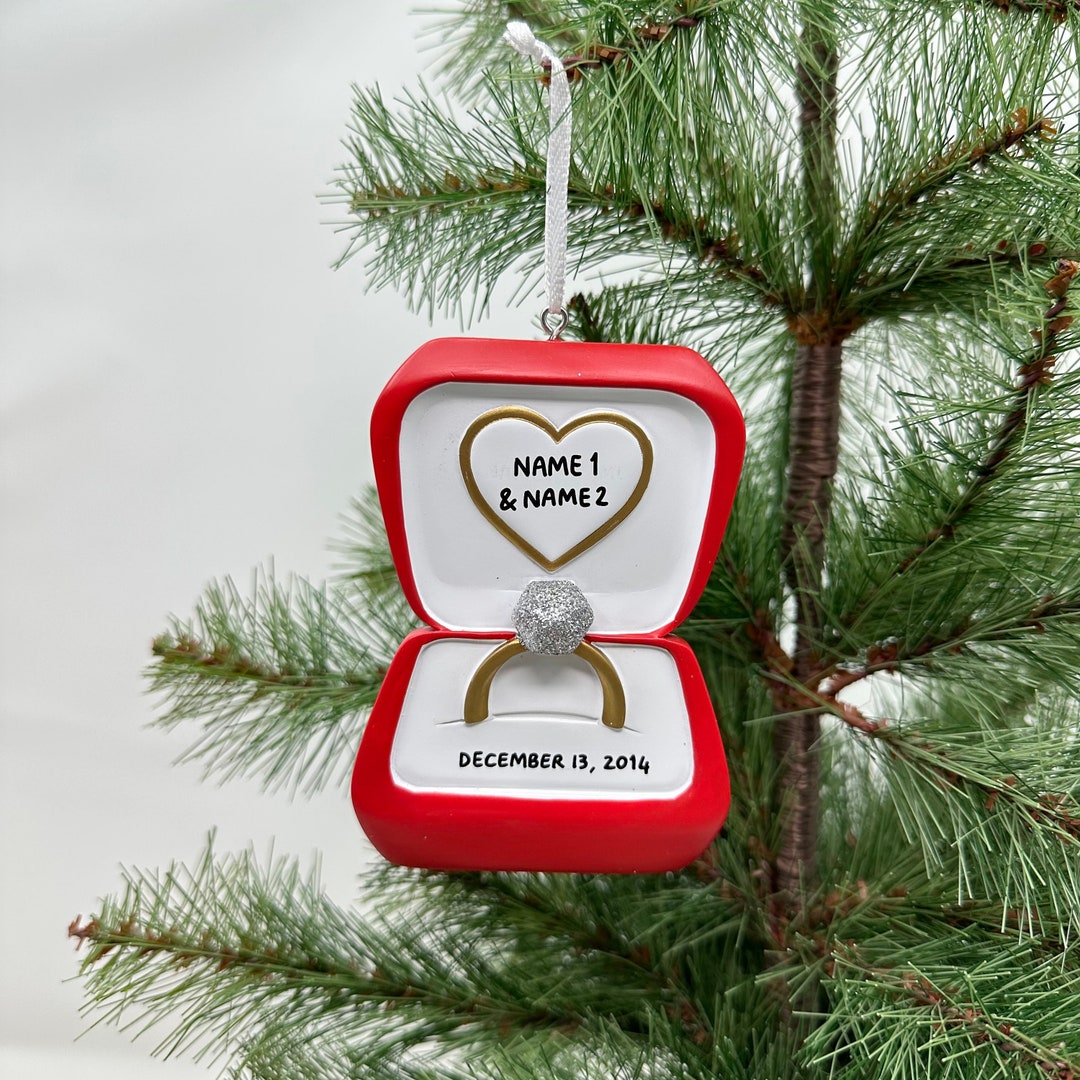 Engagement Ring Ornament Wedding Ring Personalized Christmas Etsy