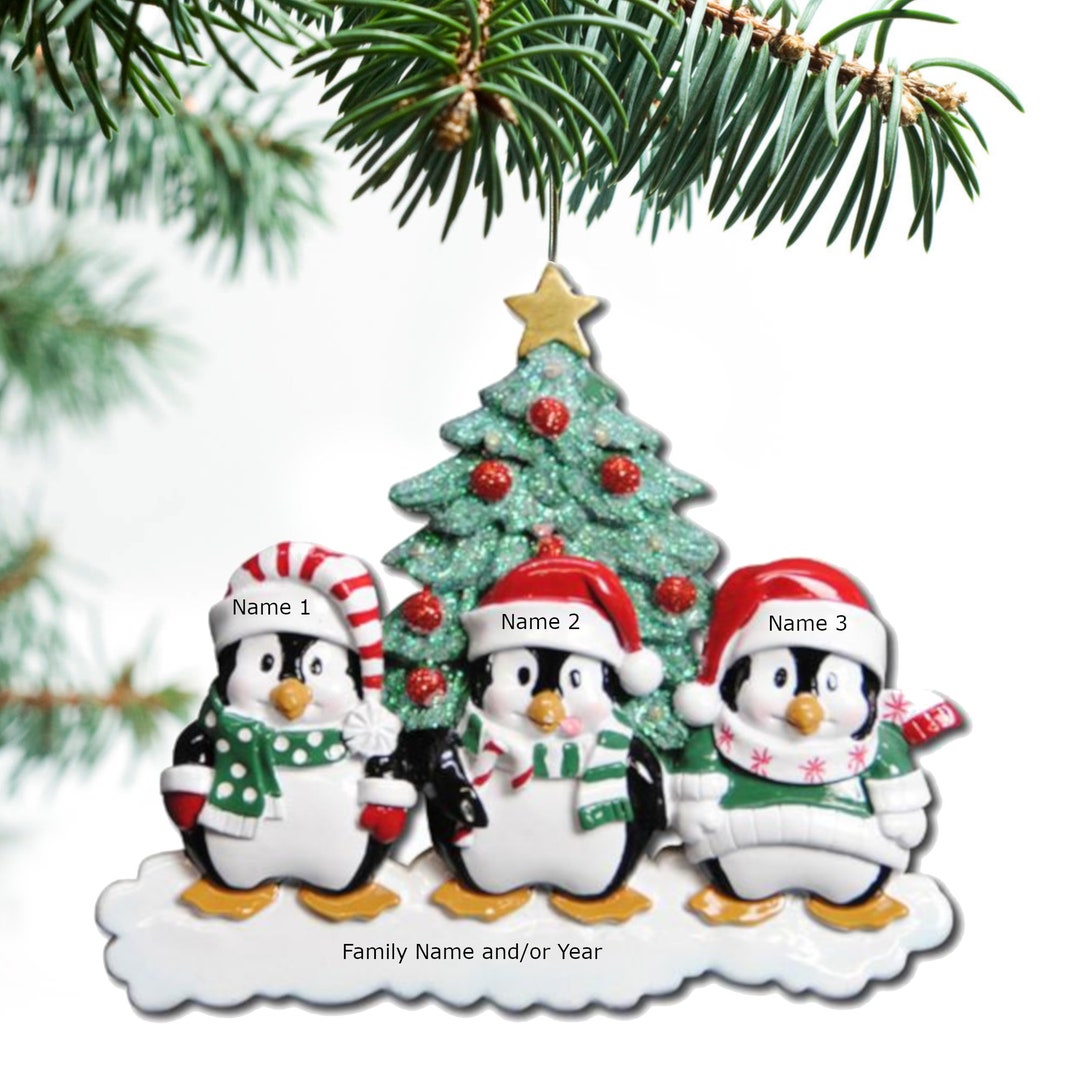 Winter Penguin Family Ornament Personalized Ornament Family of 3 4 5 6 ...