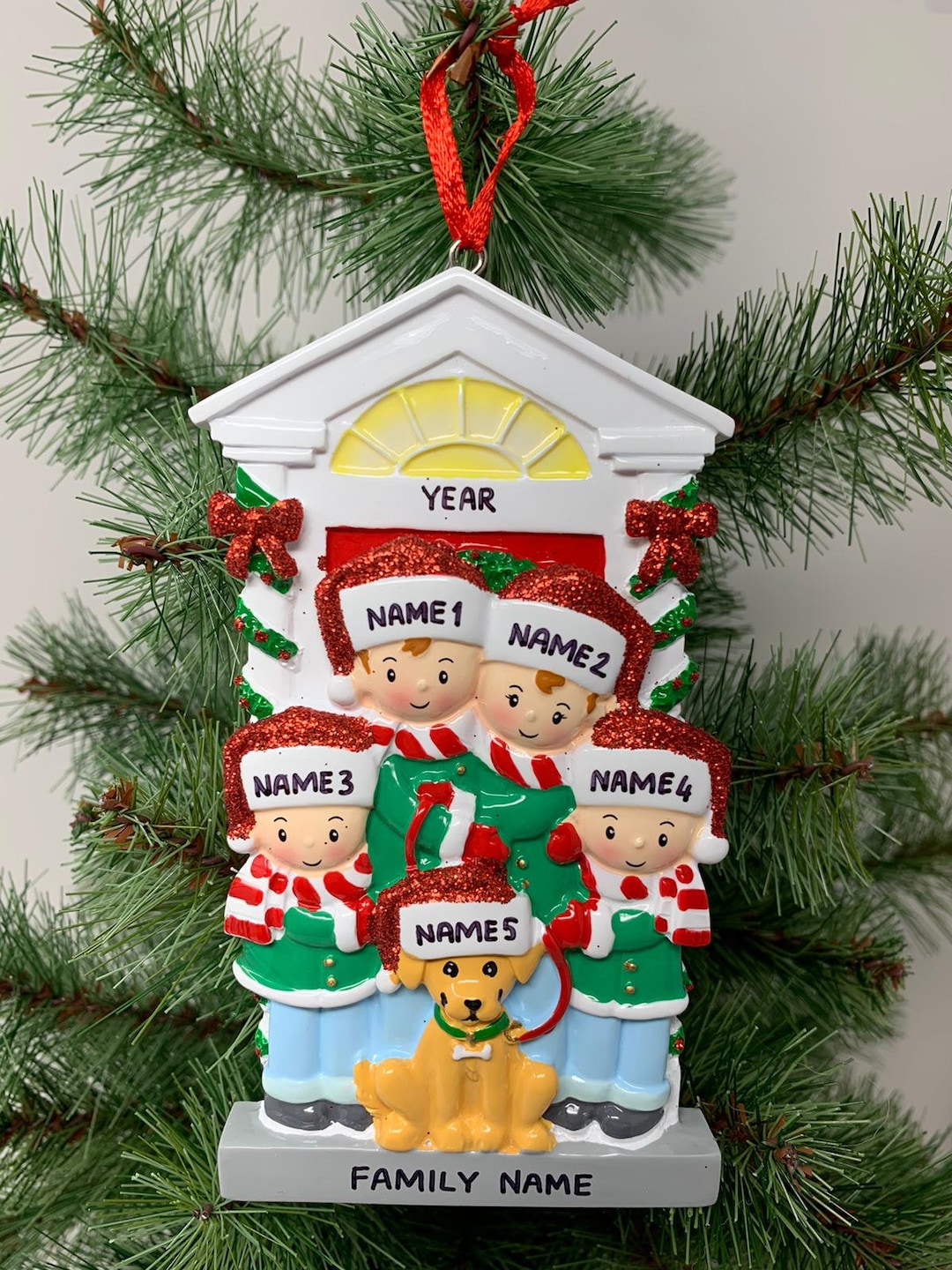 Personalized Family of 4 With Dog Ornament Family Ornament Christmas ...