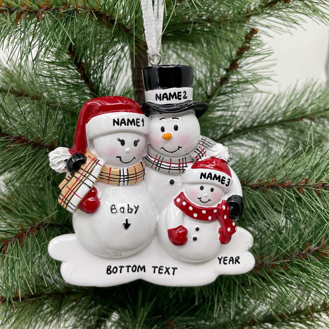 We Are Expecting Family Ornament Personalized Family of 3 With New Baby