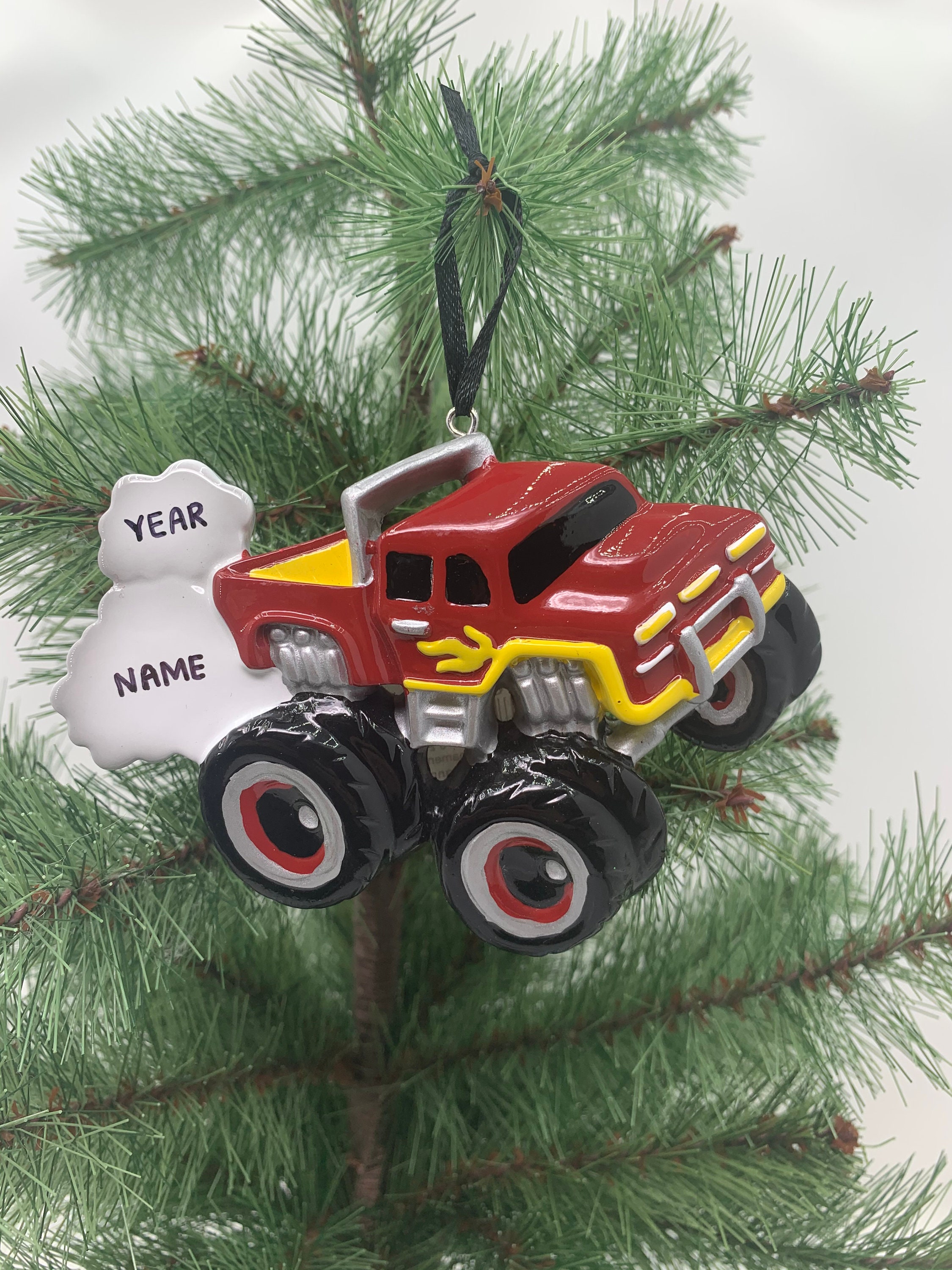 Red Monster Truck Personalized Christmas Ornament Perfect Gift Etsy
