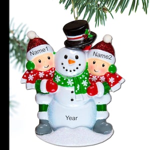 Familieornament sneeuwpop Gepersonaliseerd ornament Familie van 2 3 4 5 6 Kerstornament Vakantiecadeau Aangepast ornament - Familie van 2 ornamenten