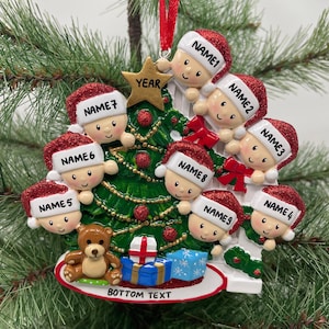 Peeking Family Ornament Personalized Ornament for Christmas Family of 2 3 4 5 6 7 8 9 - Family of 9 Ornaments