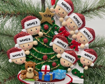 Peeking Familie Ornament Personalisierte Verzierung für Weihnachtsfamilie mit 2 3 4 5 6 7 8 9 - Familie mit 9 Ornamenten