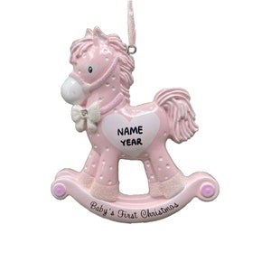 Baby Girl Rocking Horse Ornament Personalized Christmas Ornament Baby&#39;s First Christmas Ornament Custom Baby Gift - Christmas Ornaments