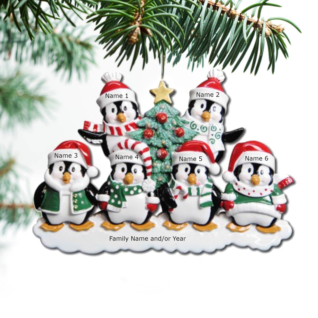 Winter Penguin Family Ornament Personalized Ornament Family of 3 4 5 6 ...