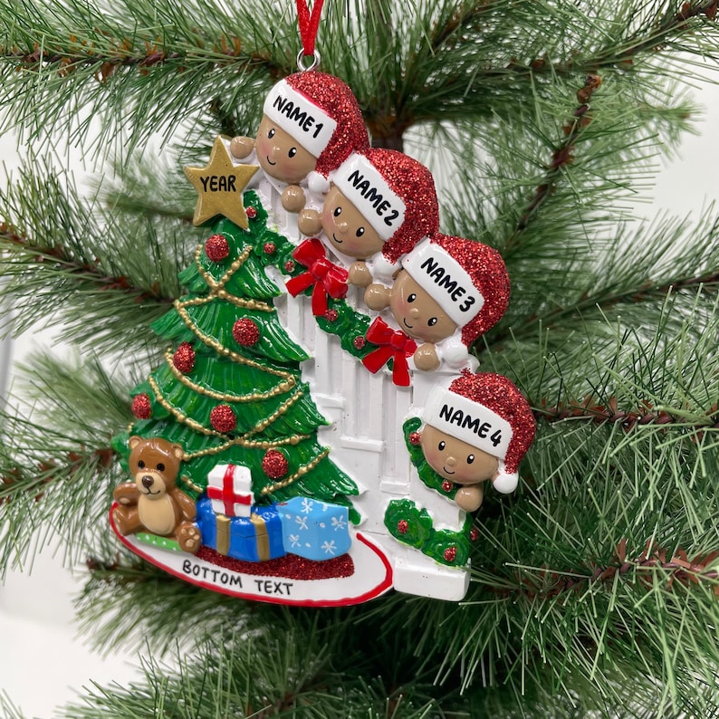 African American Peeking Family Ornament Personalized Ornament for ...