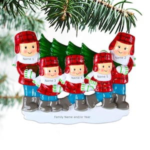 Tree Lot Family Ornament Personalized Ornament Family of 3 4 5 Christmas Ornament Christmas Gift Hand Personalized ornament - Family of 5