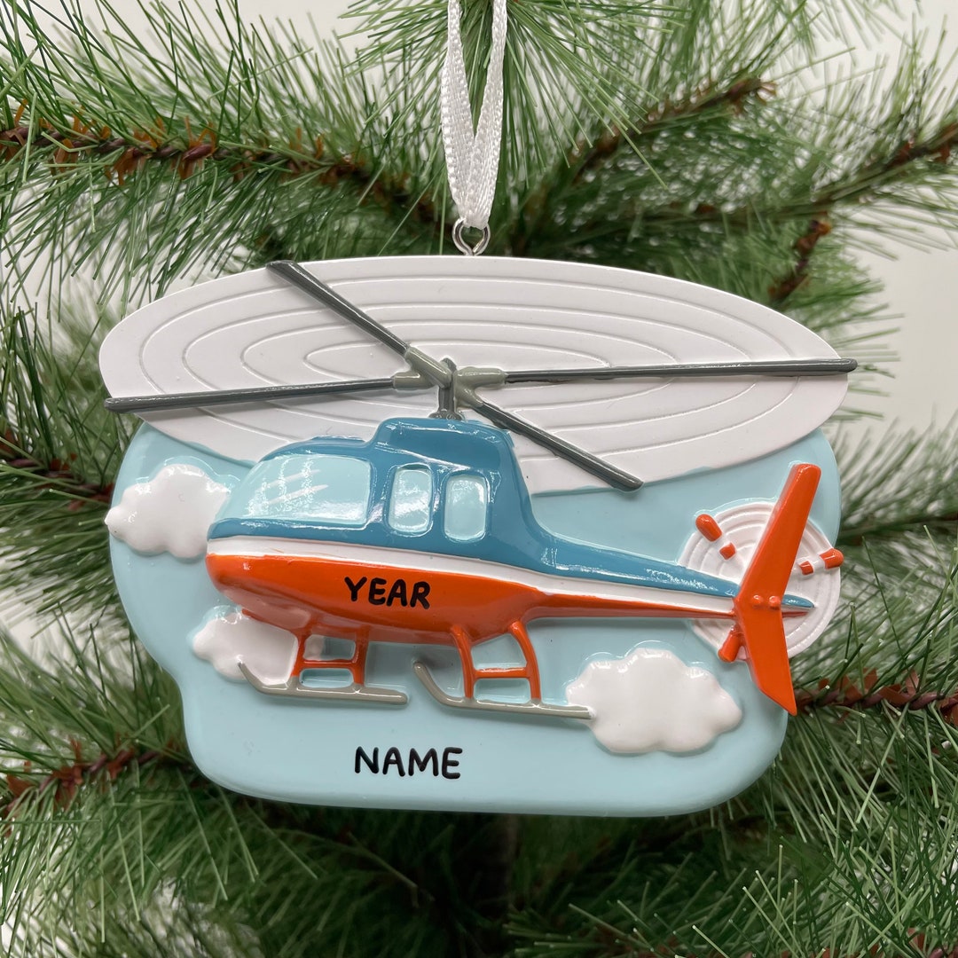 Helicopter Ornament Aircraft Personalized Christmas Ornament Etsy