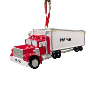 Semi Truck Red Truck Ornament Personalized Christmas Ornament Perfect Gift for Kids Custom Christmas Family Ornaments - Kid Ornaments