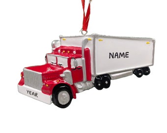 Semi Truck Red Truck Ornament Personalized Christmas Ornament Perfect Gift for Kids Custom Christmas Family Ornaments - Kid Ornaments