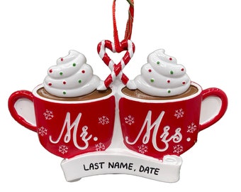 Mr. & Mrs. Hot Cocoa Personalized Christmas Ornament Couple Ornament Personalized Family of 2 Ornament -Christmas Ornament