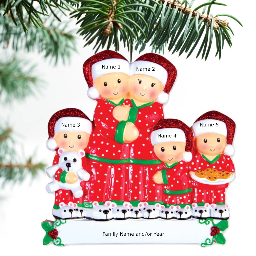 Pajama Family Ornament Personalized Ornament Family of 2 3 4 5 6 ...