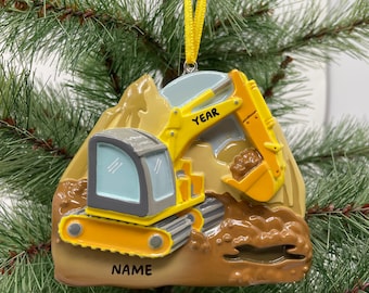 Graafmachine ornament Gepersonaliseerde gele kerstornament Perfect cadeau Kinderen Aangepaste kerstfamilieornamenten - Kerstornamenten