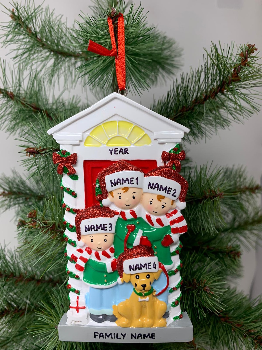 Personalized Family of 3 With Dog Ornament Family Ornament Christmas ...