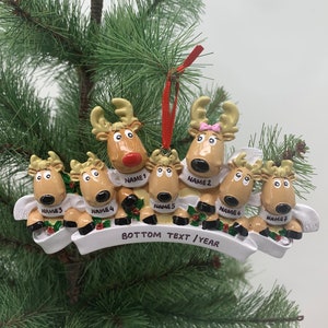 Reindeer Family with Scarves Personalized Christmas Ornament Family of 3 4 5 6 7 Personalized Ornaments Christmas Ornament- Family of 7