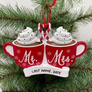Mr. & Mrs. Hot Cocoa Personalized Christmas Ornament Couple Ornament Personalized Family of 2 Ornament -Couple Ornament
