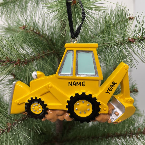 Excavator Ornament Backhoe Personalized Christmas Ornament Perfect Gift for Kids Custom Christmas Family Ornaments - Kid Ornaments