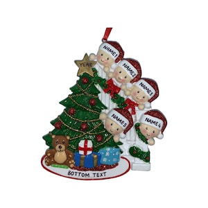 Peeking Family Ornament Personalized Ornament for Christmas Family of 2 3 4 5 6 7 8 9 Hand Personalized Ornament - Family of 5