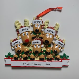 Reindeer Family Ornament Personalized Ornament Family of 3 4 5 6 7 8 Ornament for Christmas Ornament - Family of 6 Ornaments